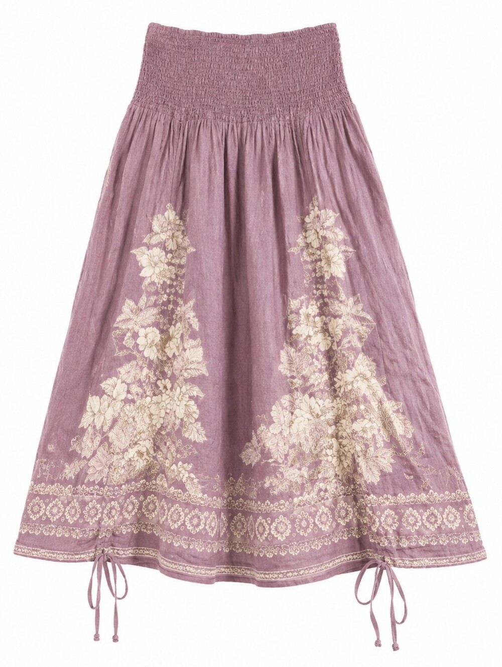 Rare Lapis Mauve Convertible Boho Skirt Dress, OS, Smocked, Cinching, Romantic
